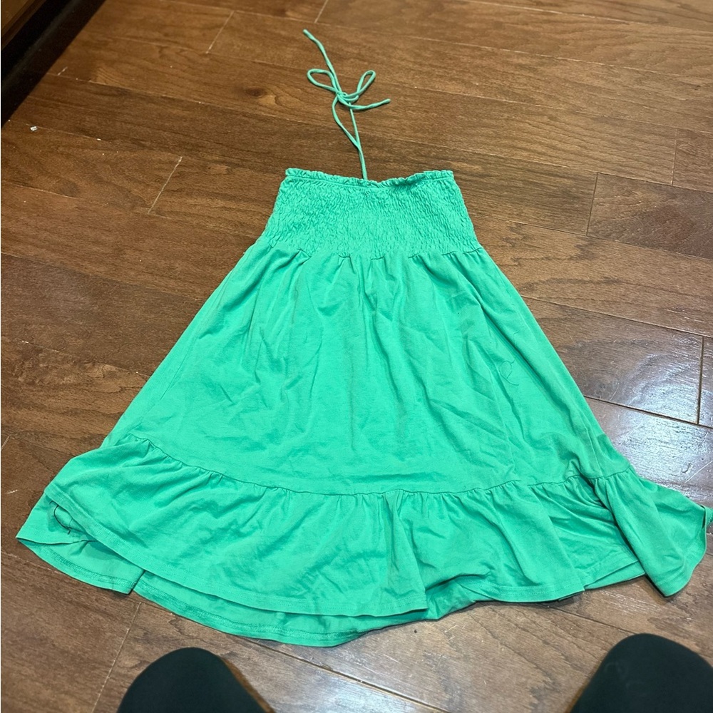 Red Camel Strapless Green Halter Sundress